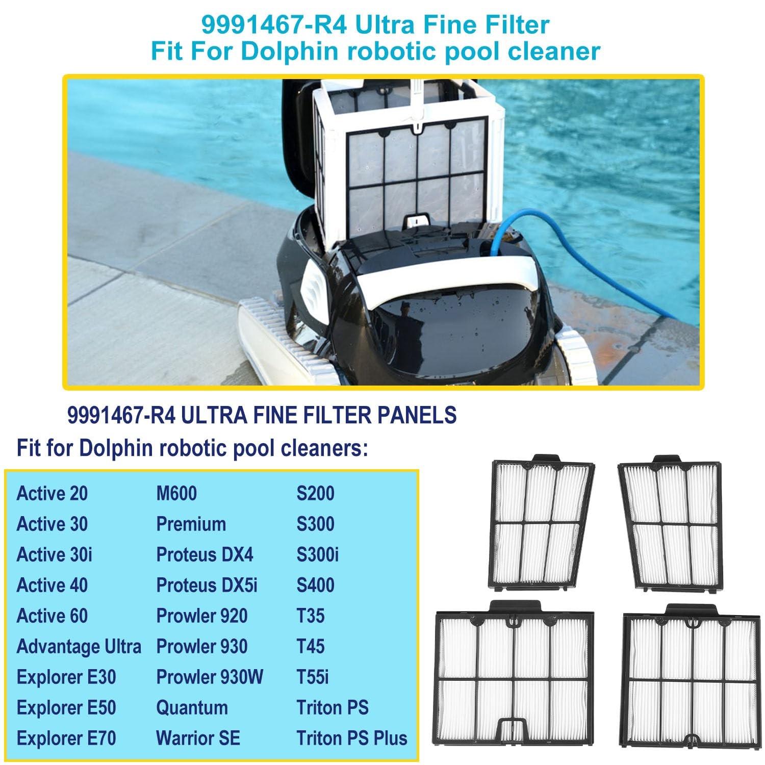9991467-R4 Ultra Fine Filter Panels Part Kit Fit For Maytronics Dolphin Activ…