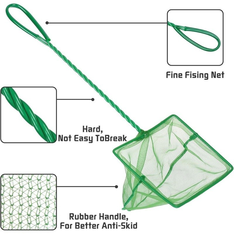 3 Pack Fish Net Soft Nylon Mesh Aquatic Pet Handling Debris Skimmer Helper New