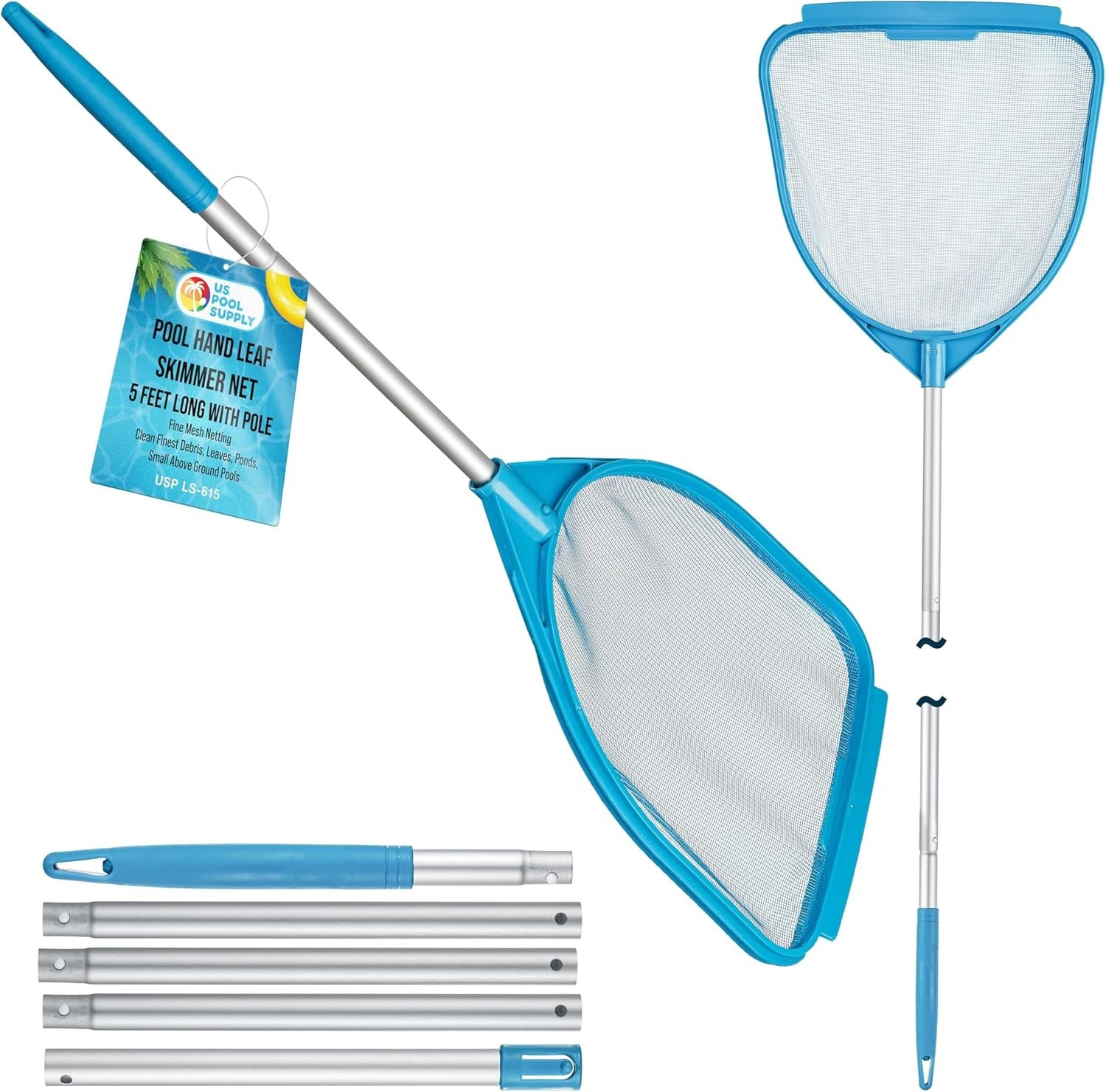 Versatile Pool and Spa Skimmer Net – Lightweight Fine Mesh with Telescoping Pole