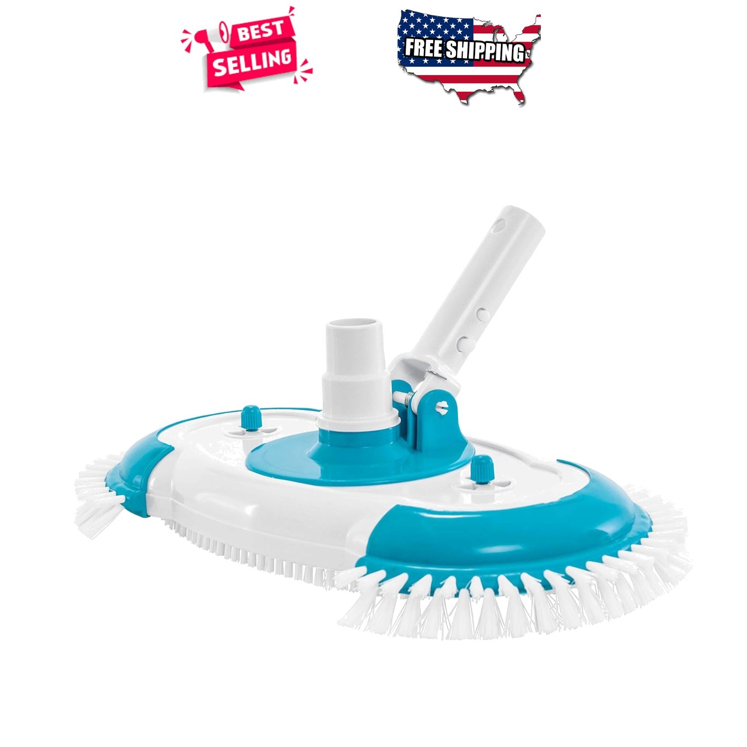 Weighted Pool Vacuum Head 16&Prime; Nylon Side Bristles Swivel Hose Fits 1-1/4&Prime; 1-1/2&Prime;