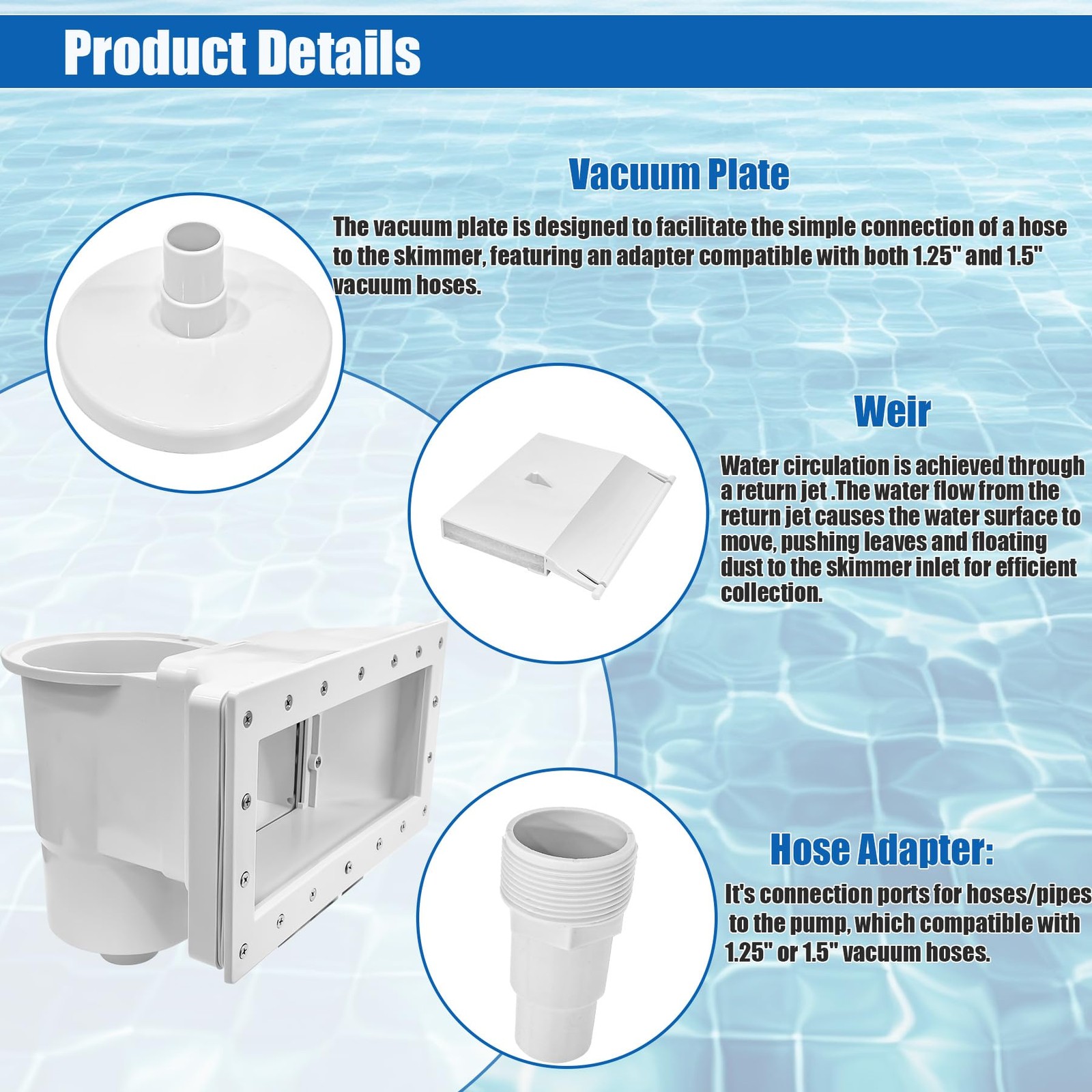 showingo Above Ground Pool Skimmer Kit Wide Mouth Through Wall Skimmer Pool Kit