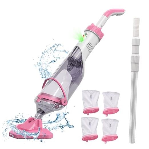 Pool Vacuum for Above Ground Pool with a Telescopic Pole, Pink PC10 Pro