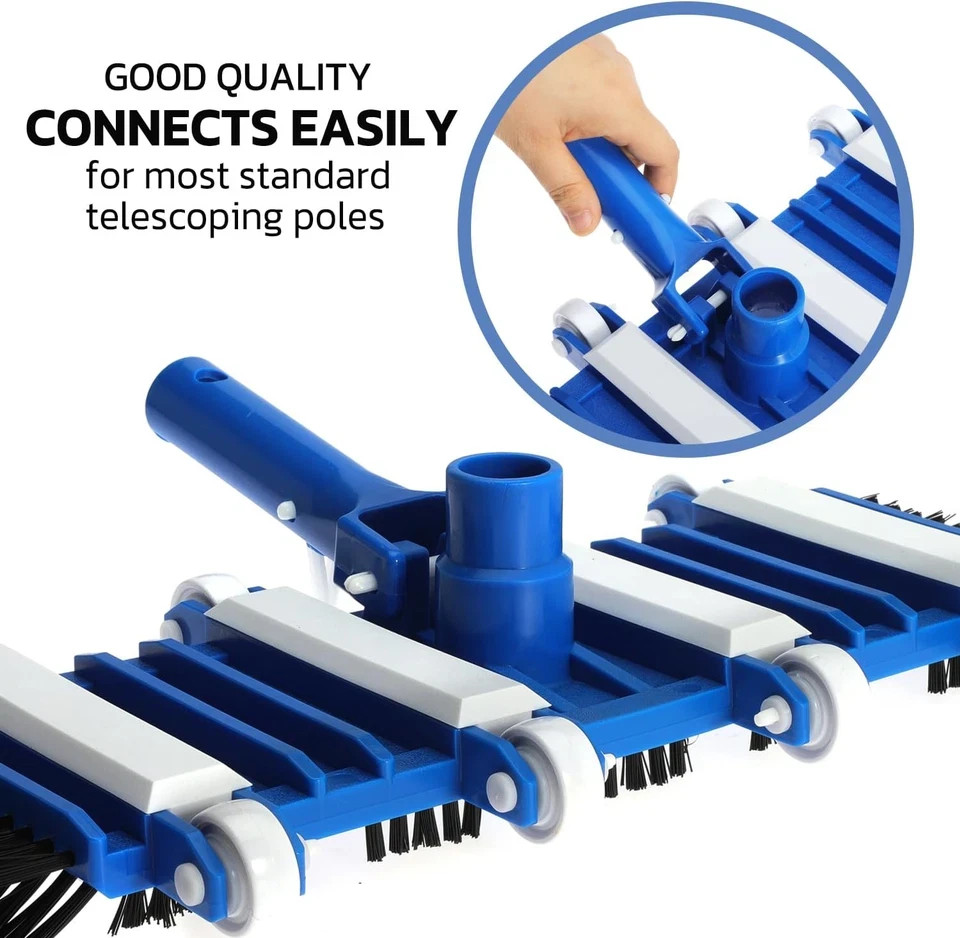 14&Prime; Heavy Duty Pool Vacuum Head with Brushes Weighted Flexible Vacuum Head with