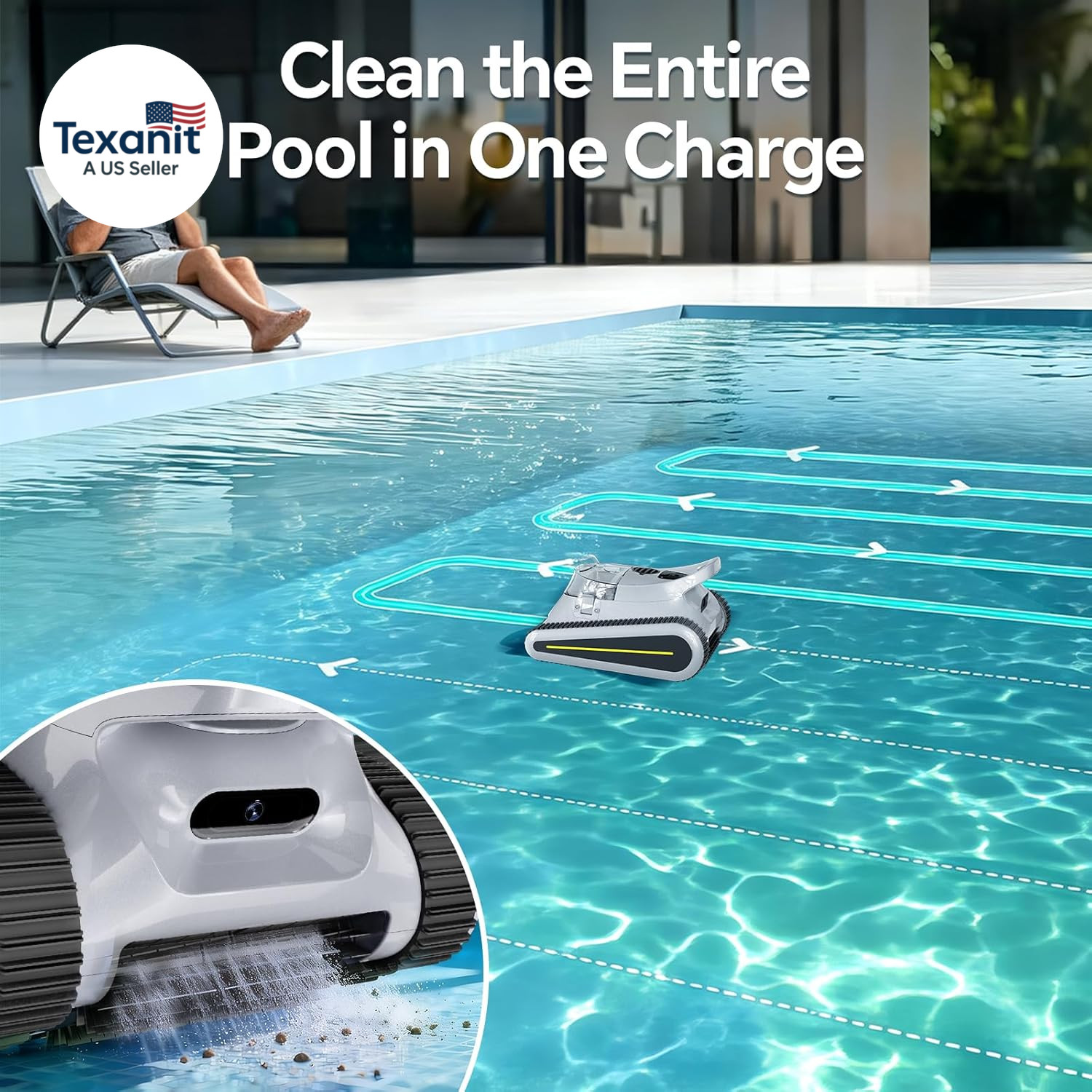 Pool Vacuum for Inground Pools & above Ground Pool, Cordless Robotic Pool Cleane