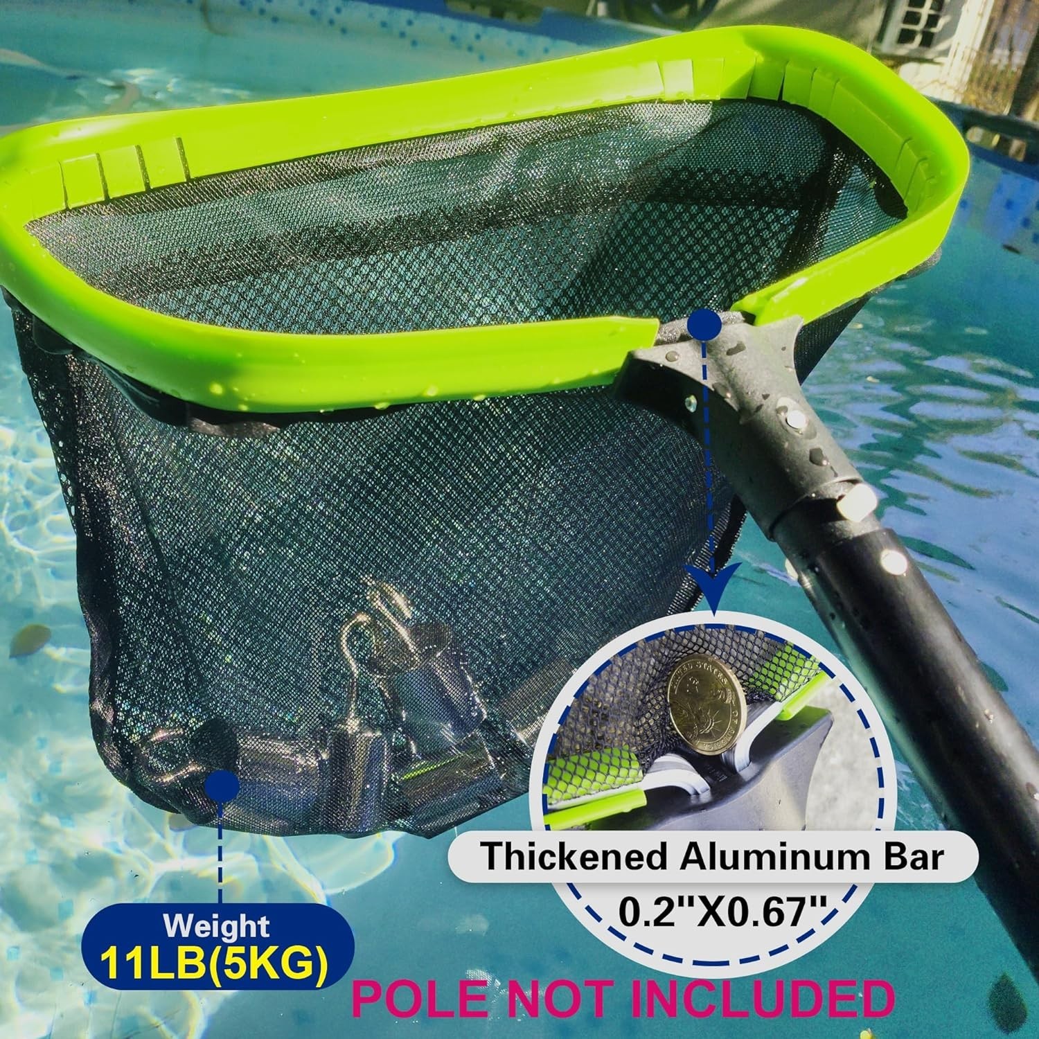 Effortless Pool Cleaning with Aluminum Leaf Skimmer – 17.5 in Double-Layer
