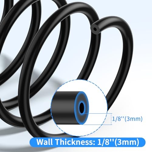 Silicone Vacuum Hose Kit – 6PCS 5FT Vacuum Line (1/8&Prime; 5/32&Prime; 3/16&Prime; 1/4&Prime; Black