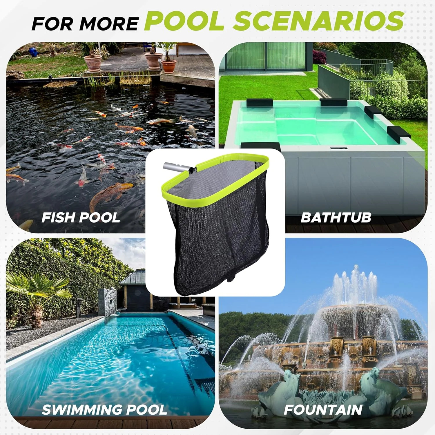 EcoNour Large 17.5&Prime; Pool Leaf Net, Heavy Duty Pool Skimmer Net with Reinforced D