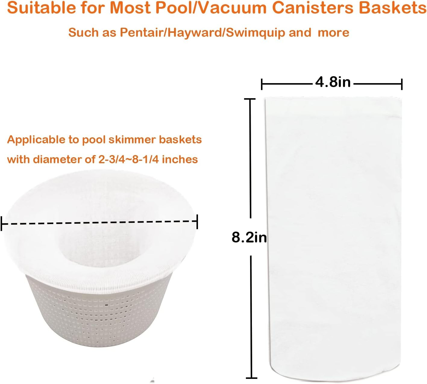 100 Pack Pool Skimmer Socks, Reusable Pool Socks for Skimmer Basket, Skimmer Soc