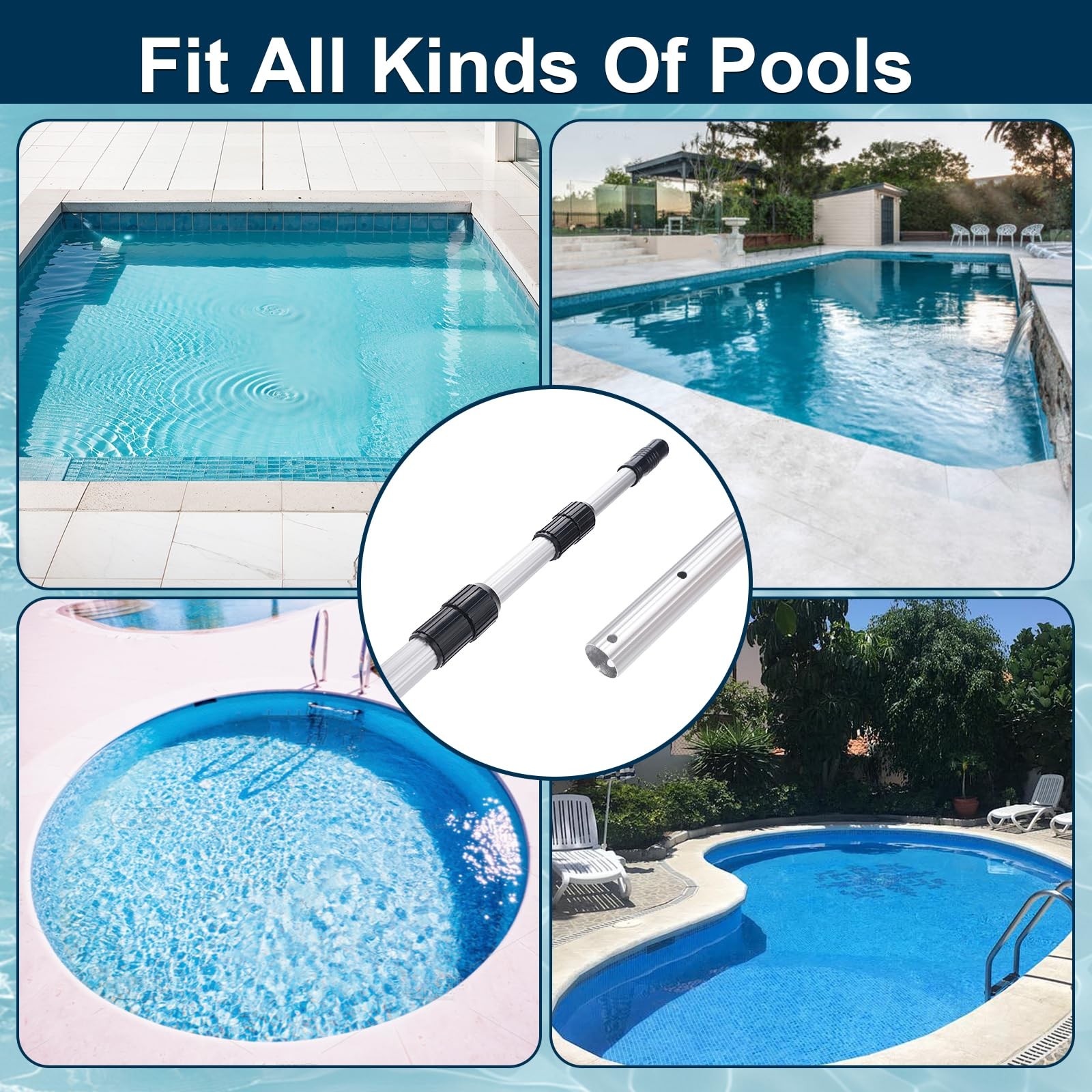 Bxo Premium Upgraded 16 Ft Aluminum Telescopic Swimming – 3 Piece
