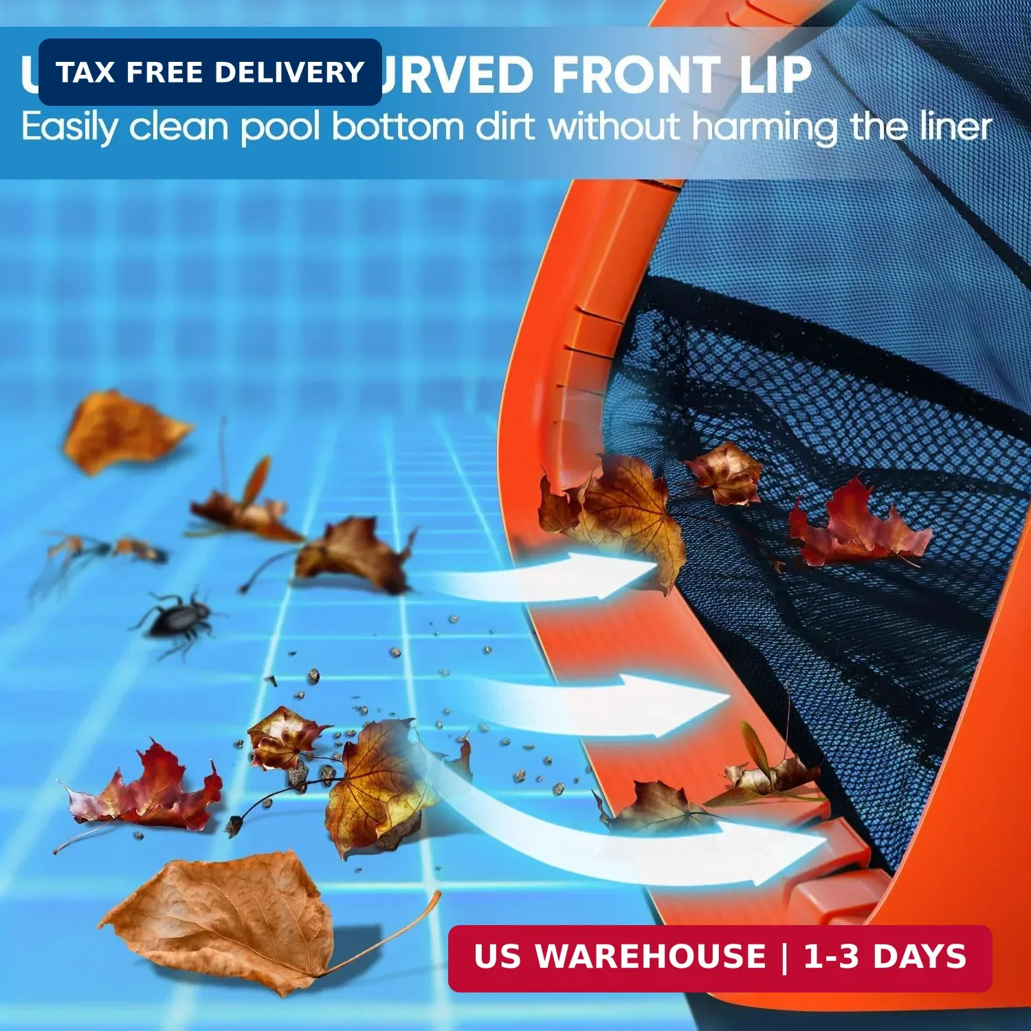 17.5&Prime; Pool Net, Pool Skimmer Net with Double-Layer Netting Bag, Aluminum Frame,