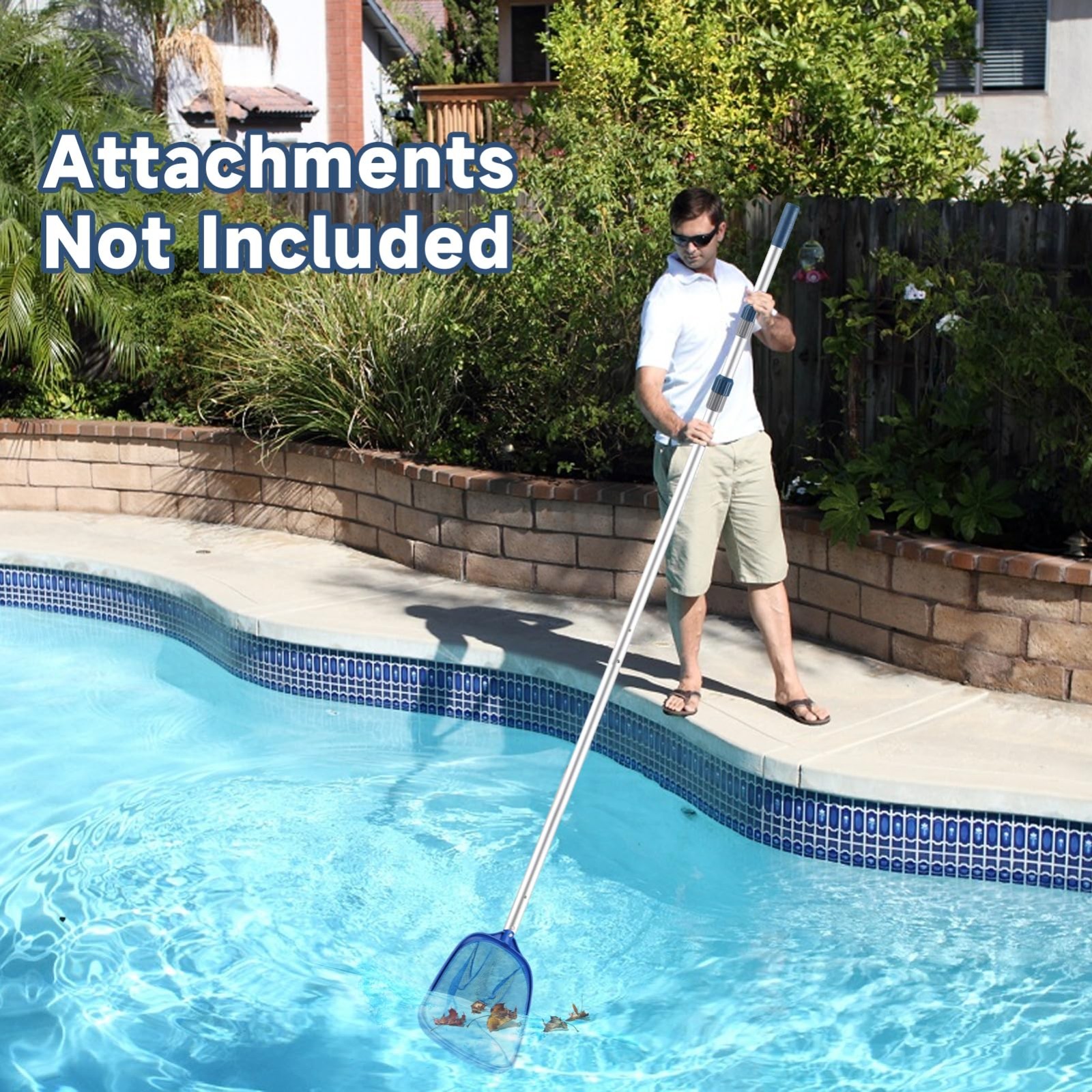 16FT Telescopic Pool Cleaning Pole – Aluminum, Universal Connector for Skimmer,