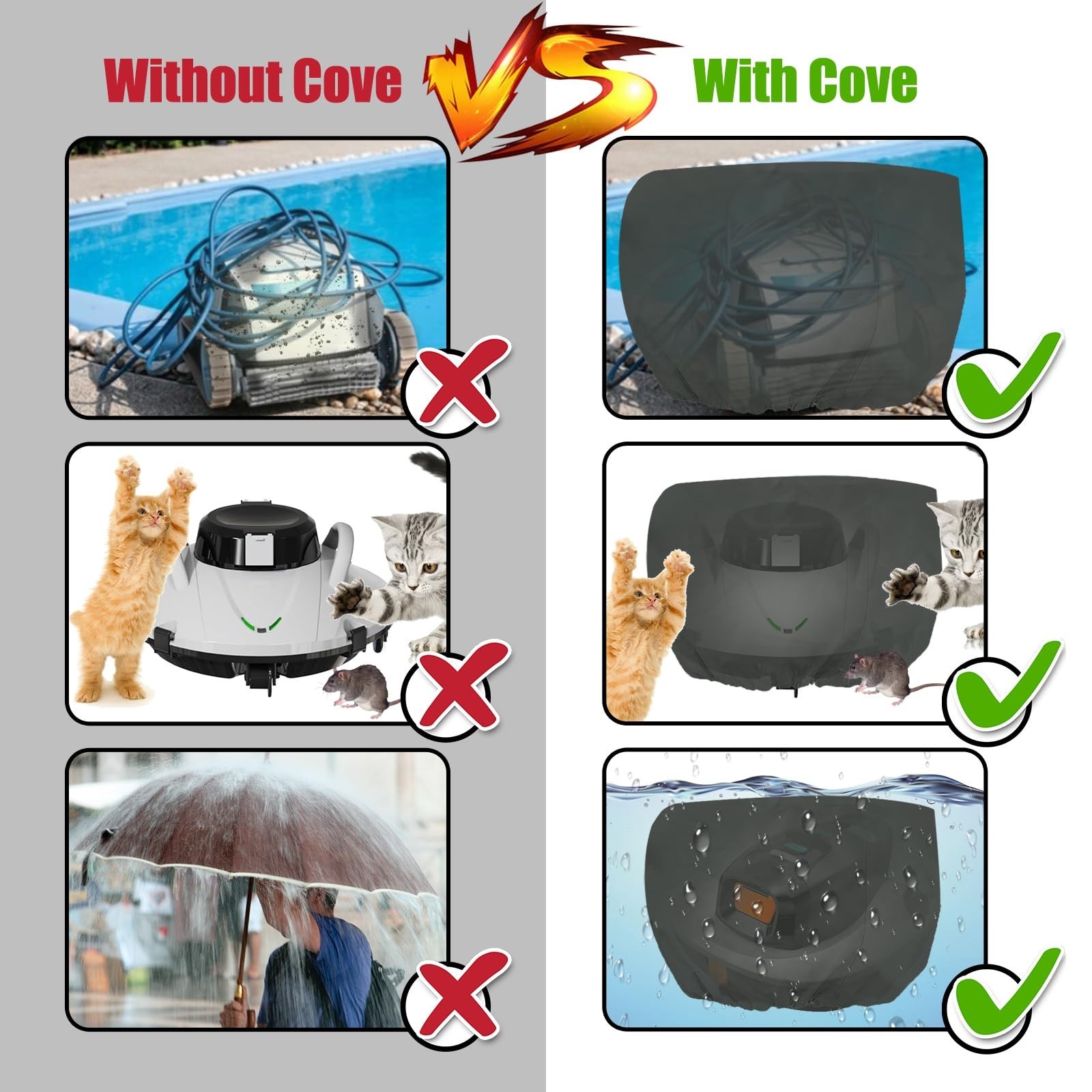 Robotic Pool Cleaner Cover – Waterproof, UV Resistant, Fits Above & Inground Vac