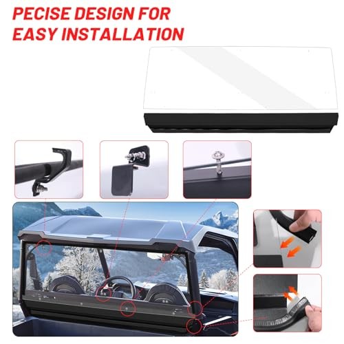 General 1000 Rear Windshield PC Back Window Compatible with Polaris Clear