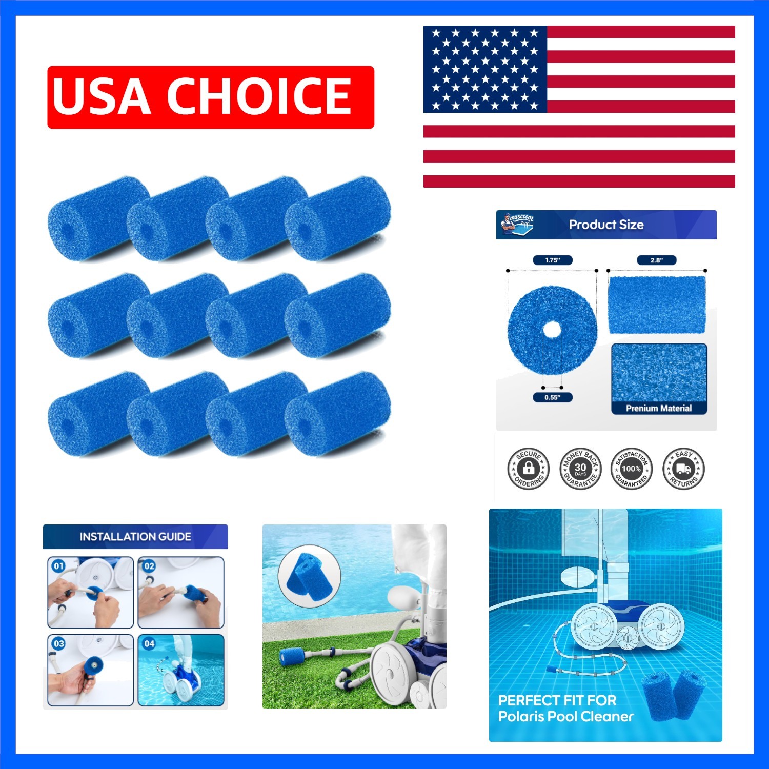 for Polaris Pool Cleaner Parts, 12 Pack Sweep Hose Tail Scrubbers Replacement…