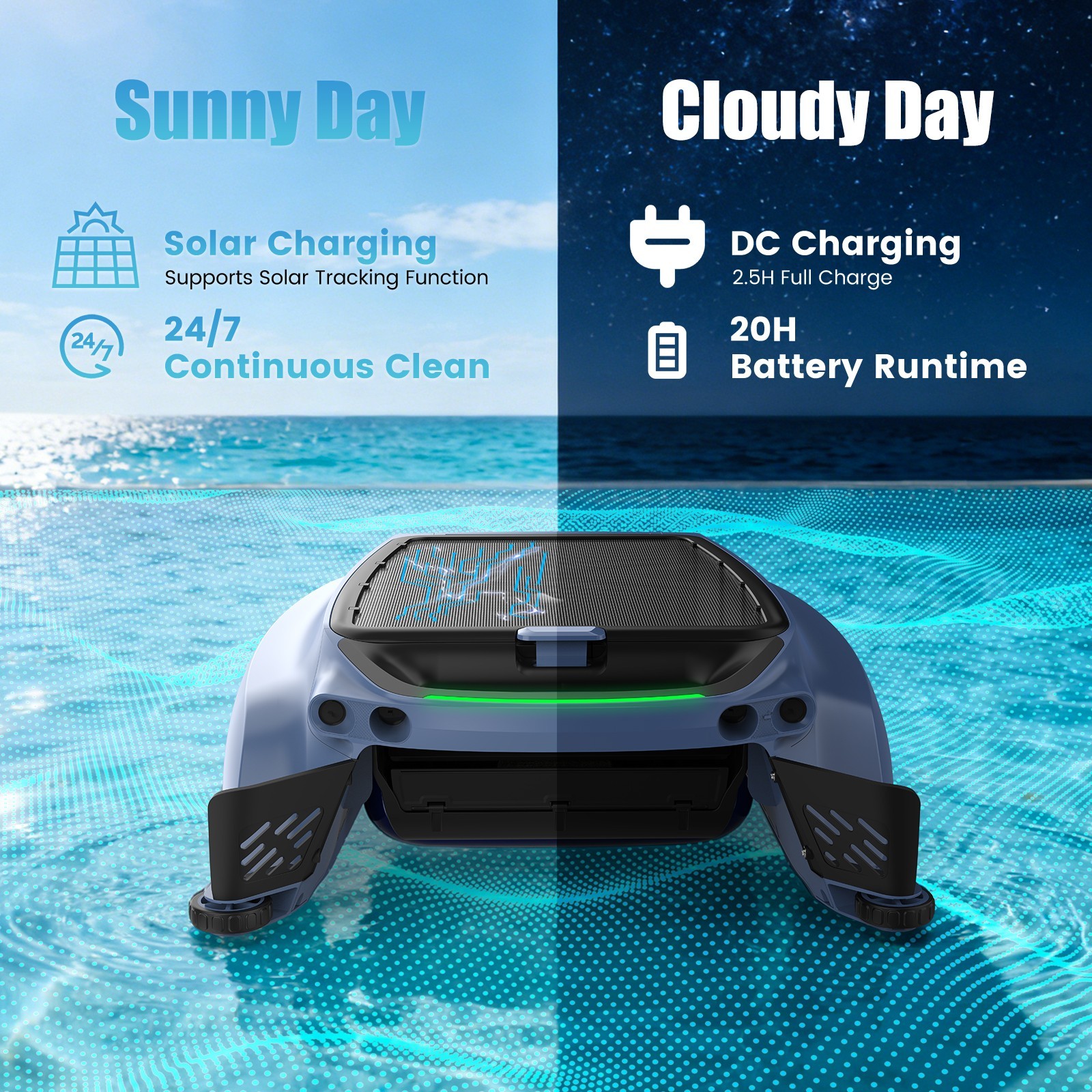 AIRROBO SP200 Solar Powered Robotic Pool Skimmer Cordless Automatic Pool Cleaner