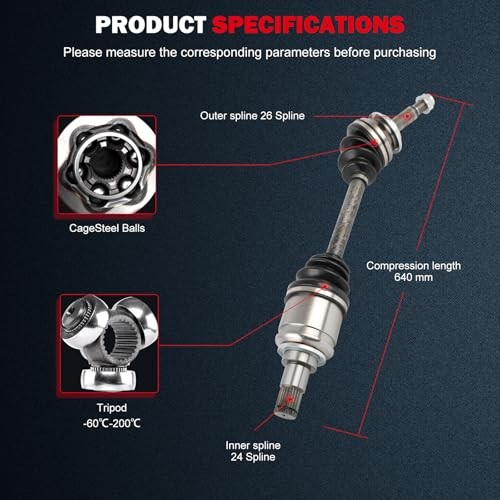 66-5281 CV Axle Shaft Assembly Fit 2008-2015 for Scion xB 2.4L Front Left