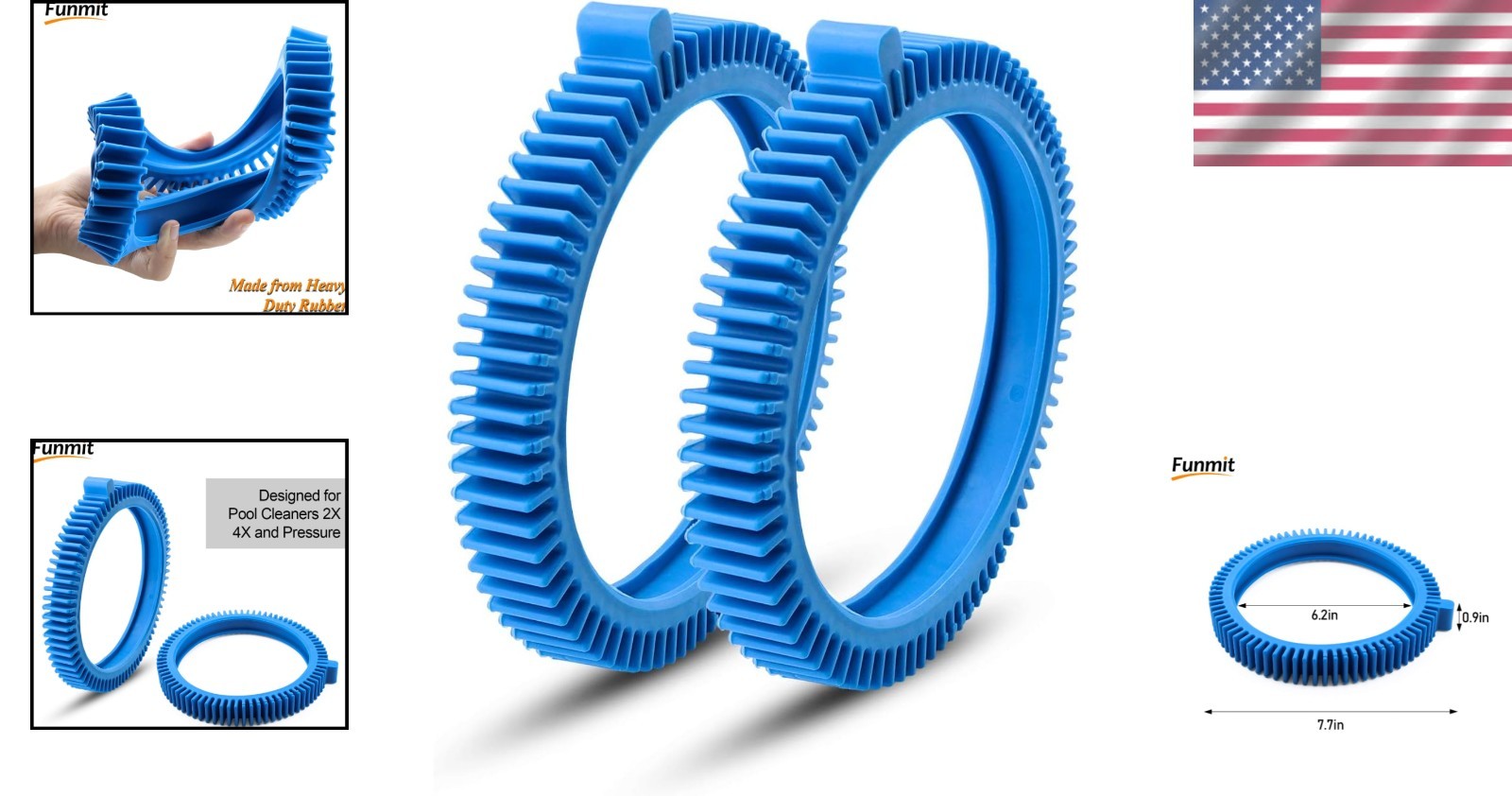 Blue Pool Vacuum Tire Kit 2 Pack for Hayward & Phoenix Cleaners, Heavy-Duty R…