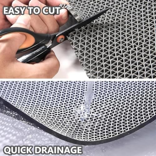 Thick PVC Drainage Floor Mat Non Slip Flooring Mats Swimming Pool 3x10FT Grey