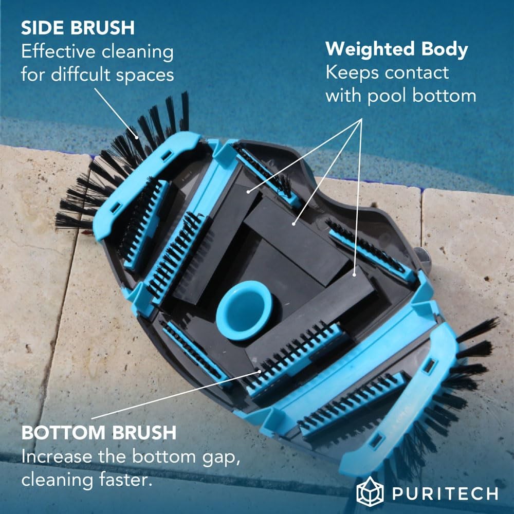 Heavy Duty Pool Vacuum Head with Side Brushes, Weighted Vinyl Safe Cleaner, 3…