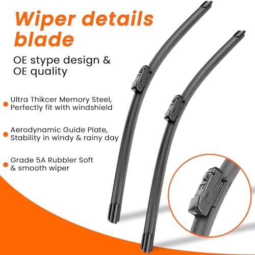 24&Prime; 18&Prime; 14&Prime; Wiper Blades Set for Mazda CX5 2017-2025/ CX9 2017-2023, Exact OEM