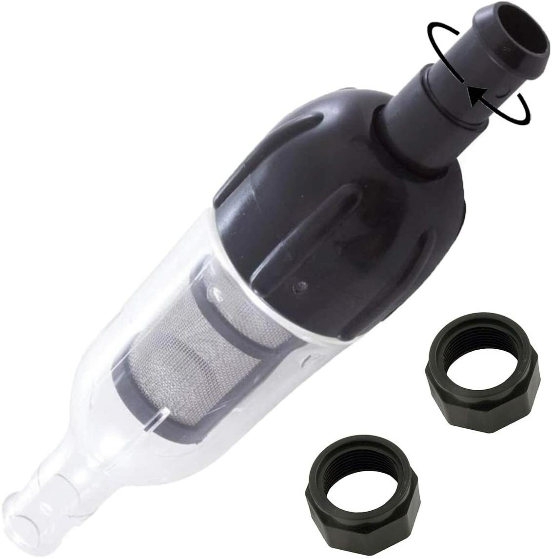 Black in-Line Filter 48-085 w/ 2 Nut For Polaris 3900, F5B, TR35P Pool Cleaner