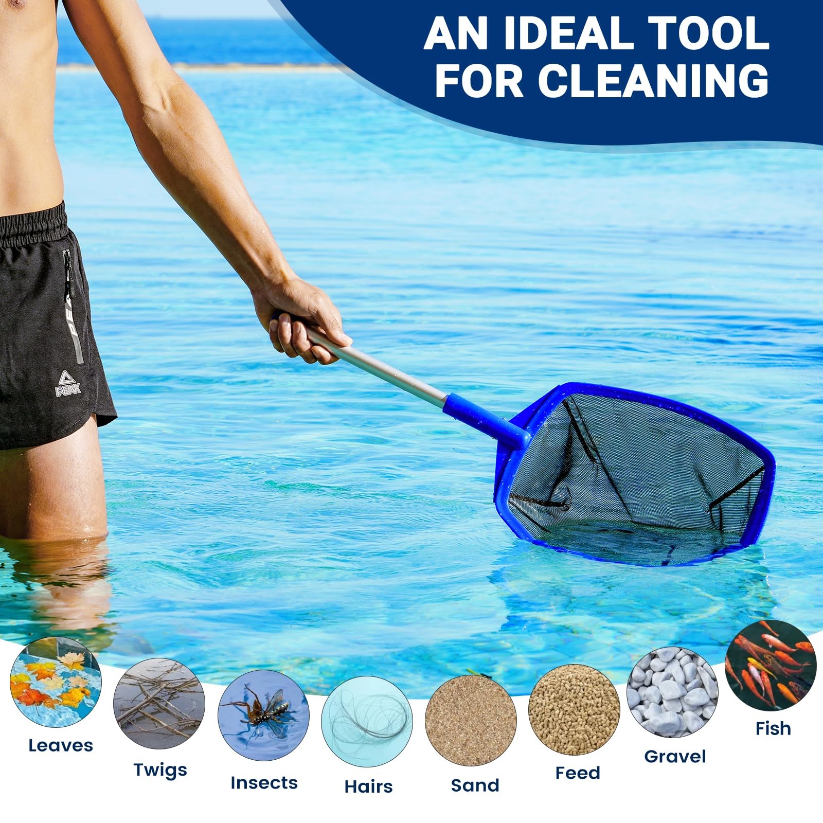 « Ultra Fine Mesh Pool Skimmer Net with Pole for Fast Clean Leaves & Debris »