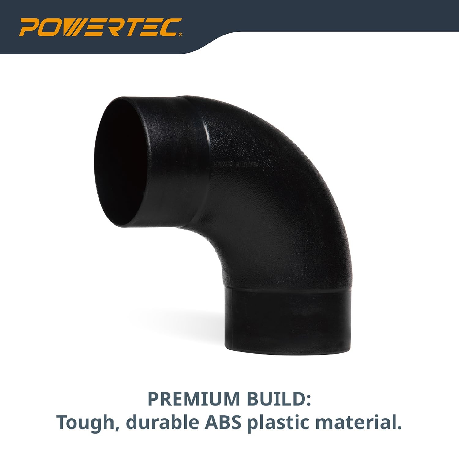 POWERTEC 70105-P2 4 In. 90 Degree Elbow – ABS Plastic Right Angle Dust Collector