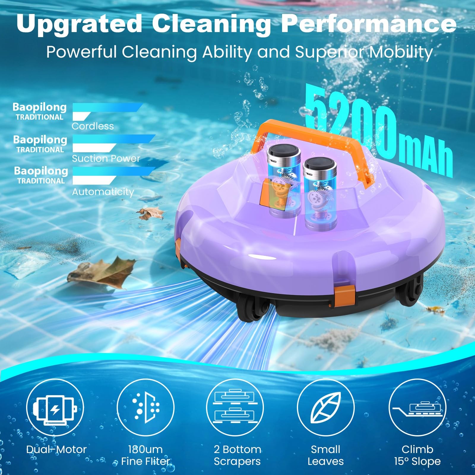 2026 Cordless Robotic Pool Cleaner – 120 Mins Automatic Pool Vacuum for Above…