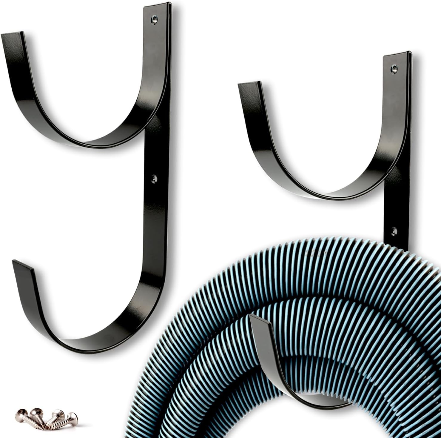 2 Pcs Set Wide Pool Pole Hangers Heavy Duty Silver Aluminium Holder W/ Screws