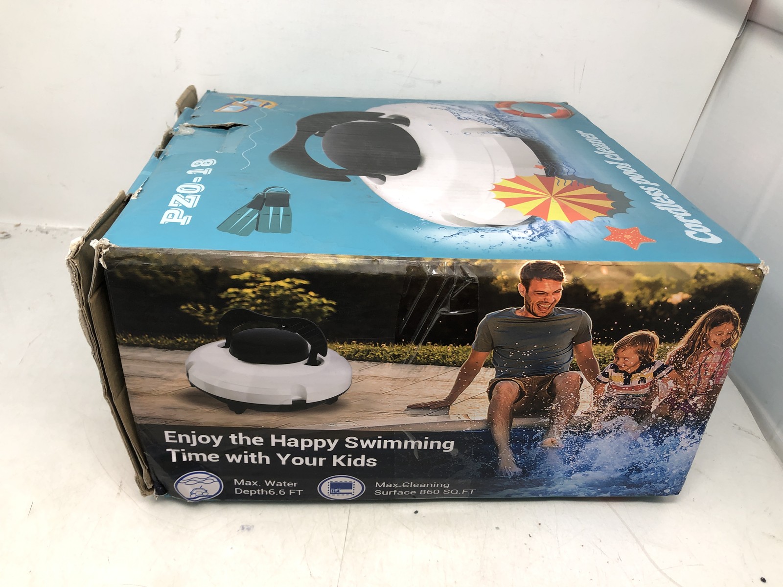 Cordless Pool Cleaner PZ0-18 Cordless Robotic Pool Cleaner vacuum,White/Black