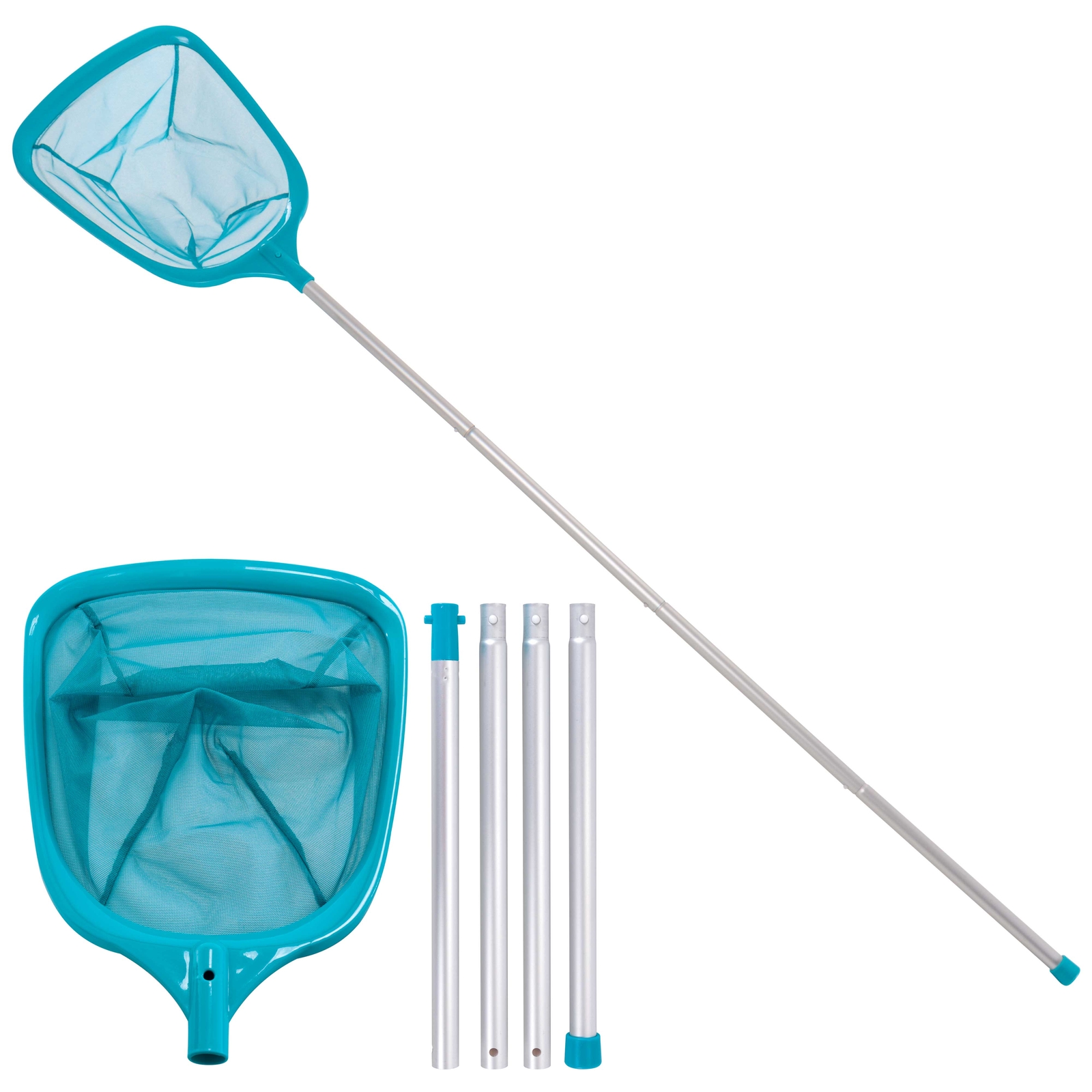 Swimming Pool 5&prime; Leaf Skimmer Net, 4 Pole Sections, Deep Ultra Fine Mesh Netting