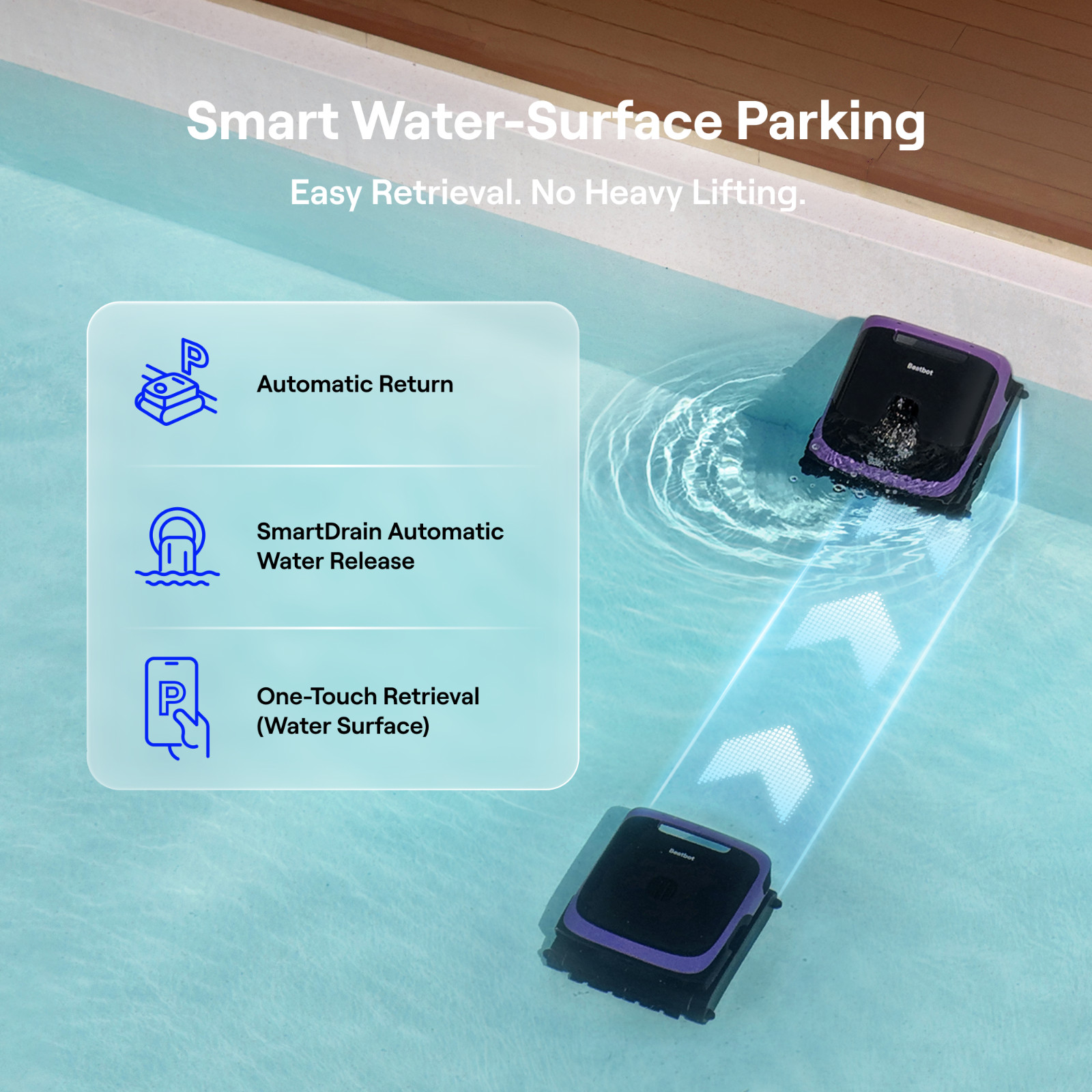 Beatbot Sora 70 Pool Vacuum Robot, 360° Top-to-Bottom Cleaning,Lilac