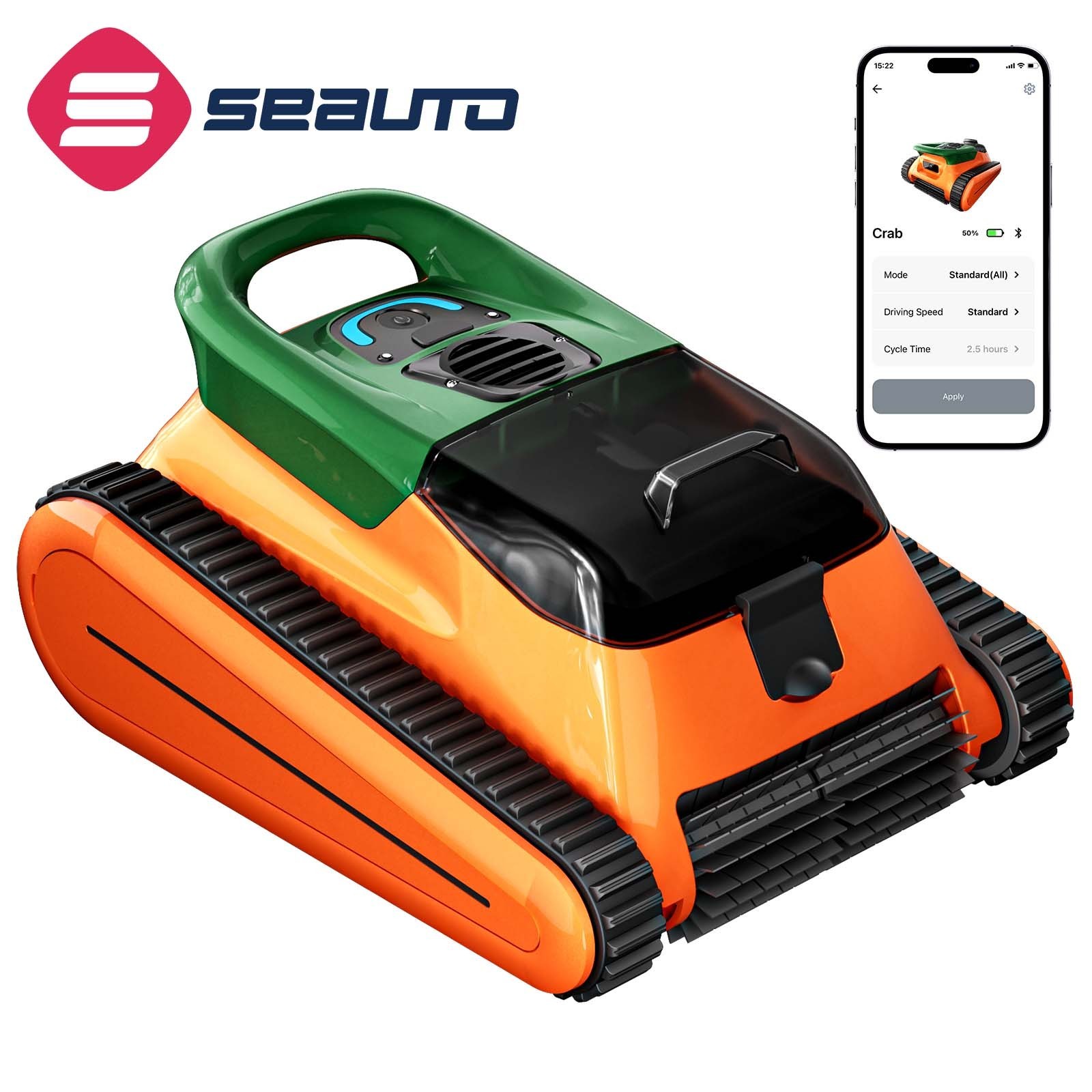 Seauto Cordless Robotic Pool Vacuum Cleaner 45000Pa Suction Wall Climbing w/APP