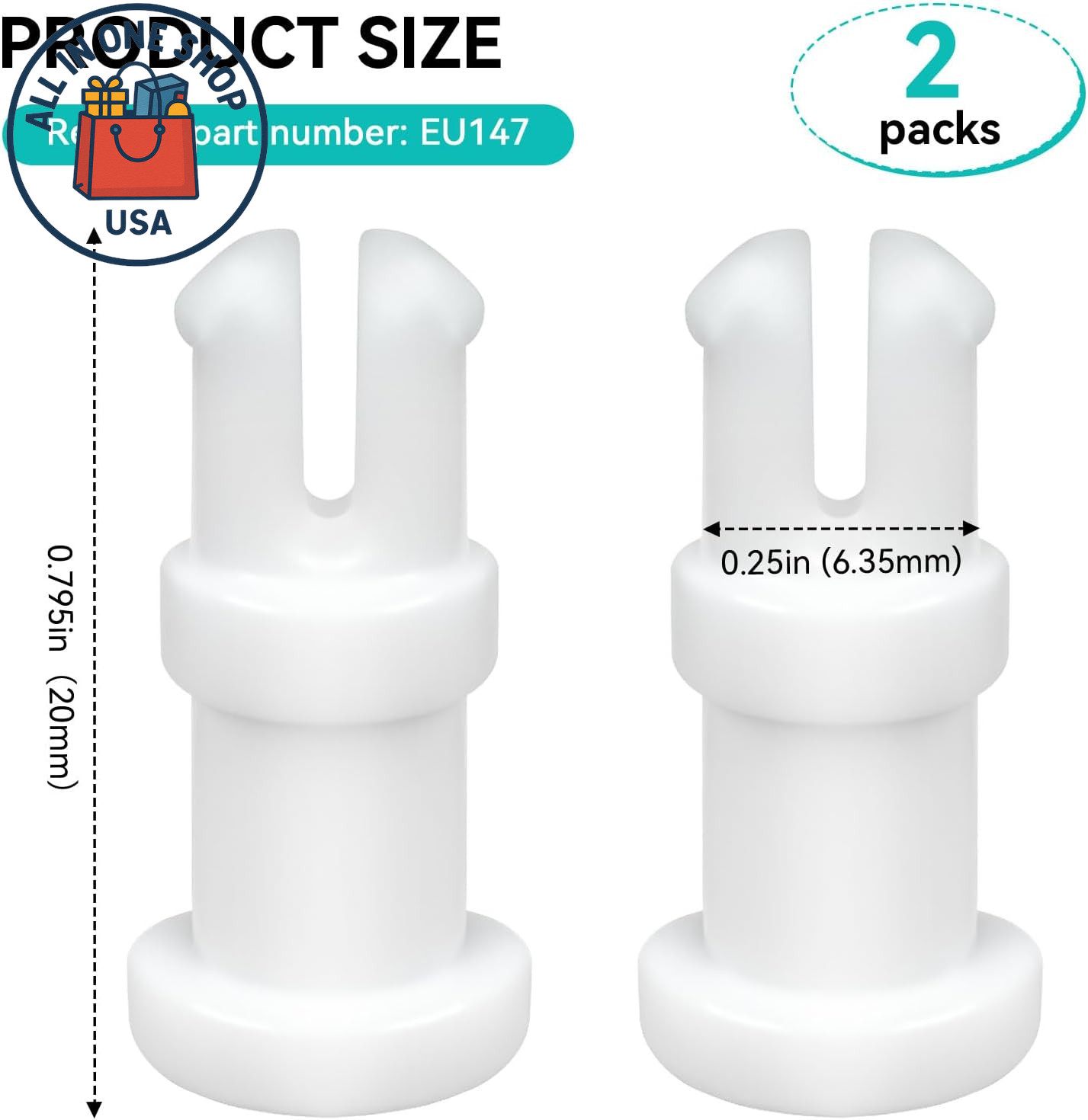 EU147 Vac Tube Posts for Pentair Kreepy Krauly, 2-Pack Replacement Parts