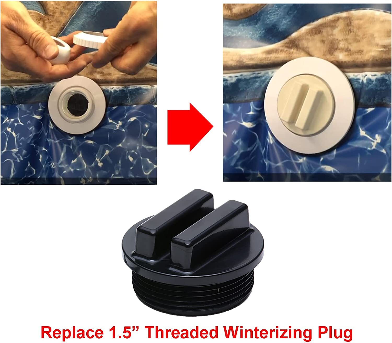 2 PK Pool Filter Drain Plug Winterizing Plug SP1022CBLK, 86202000, 27001-0022