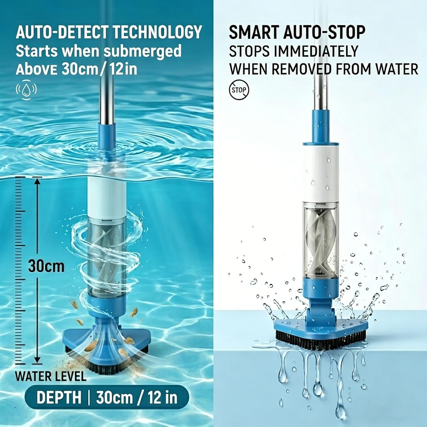 OVIA Ocean10 Cordless Pool Vacuum; Hot Tub Spa Cleaner; 60 Min Runtime