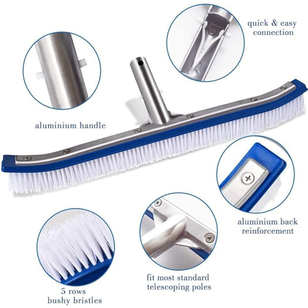 18inch Extra-Wide Metal Brush Head for Cleaning Pool Tiles, Walls, Floor, Steps