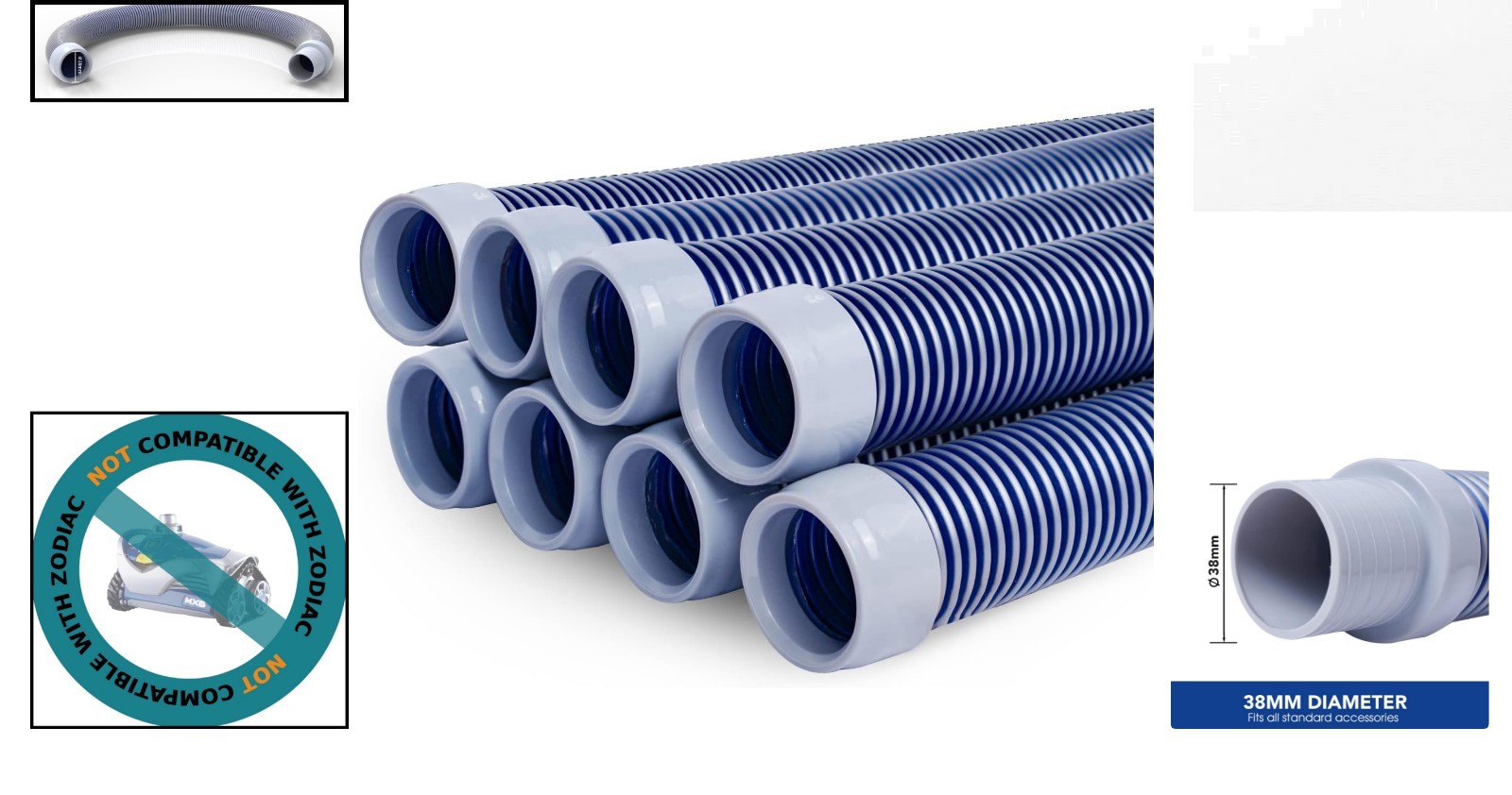Professional 26ft Swimming Pool Vacuum Hose, 1.5” for All Automatic Cleaners