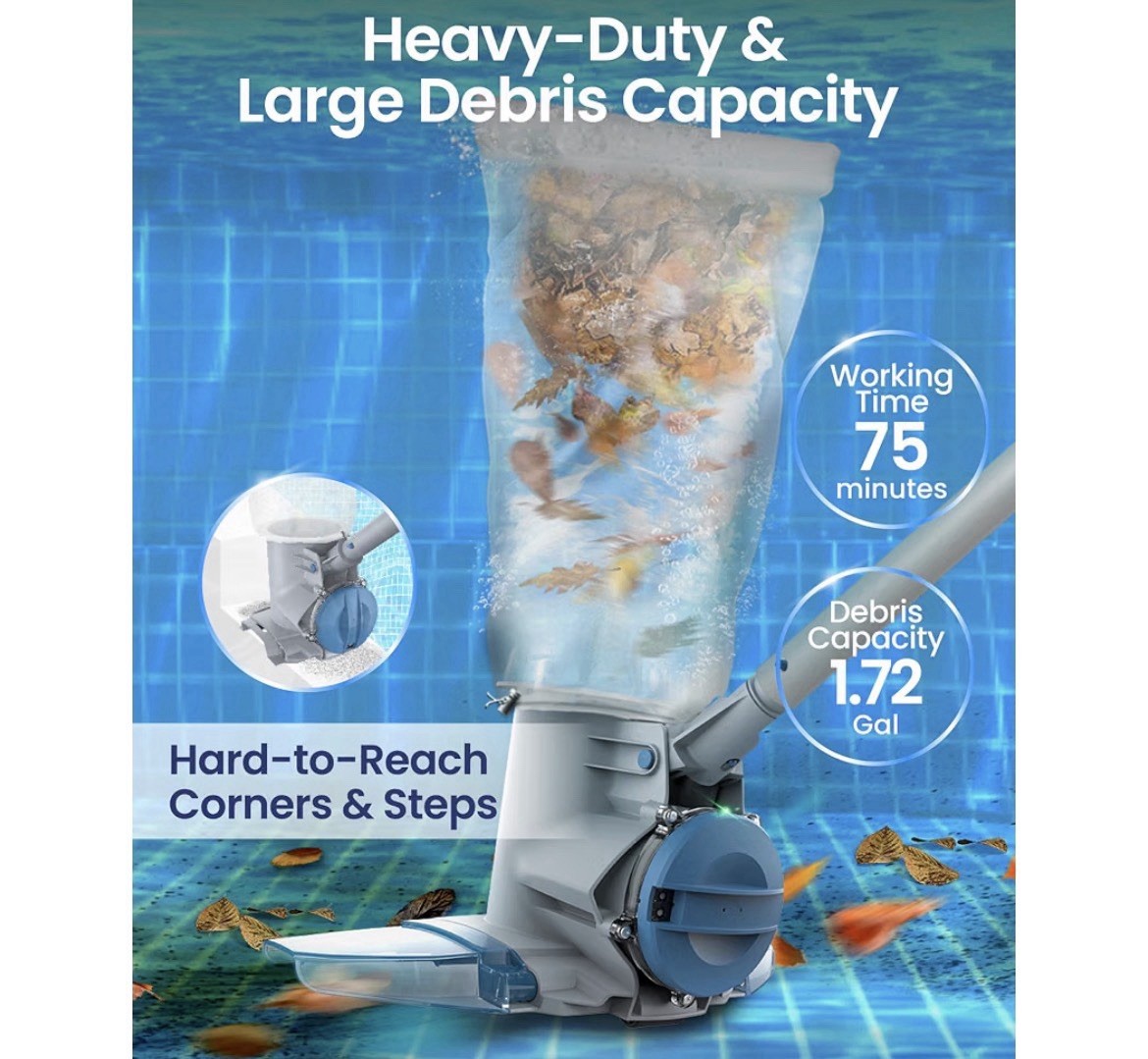 Kokido Xtrovac XV910 Heavy Duty Cordless Pool Vacuum Cleaner EV90 Rechargeable