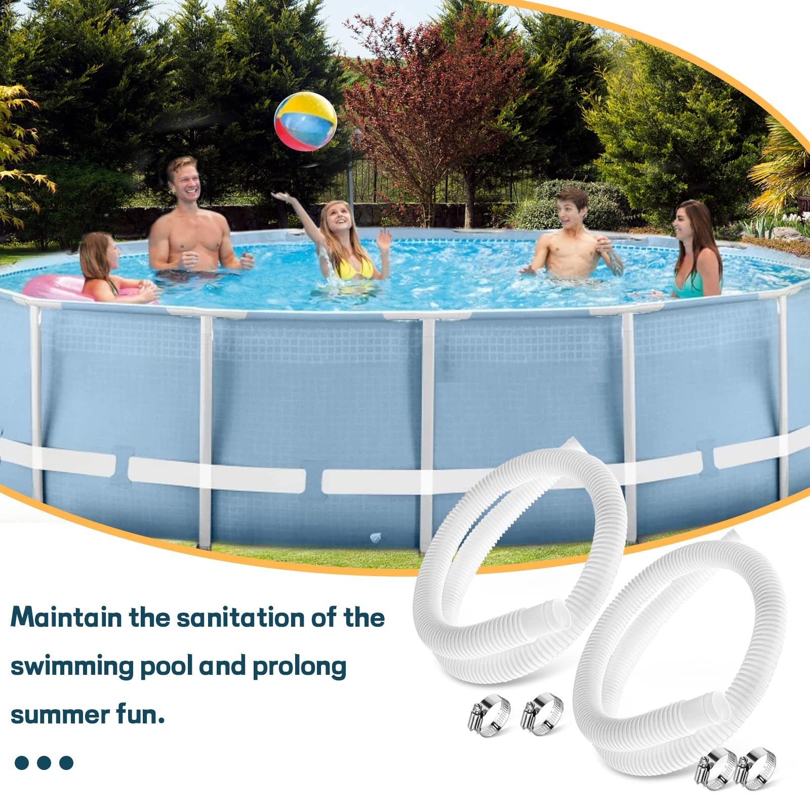 Alocs 1.25 Pool Hose Replacement For Intex Pump – 59 Long Hose For Intex Filter