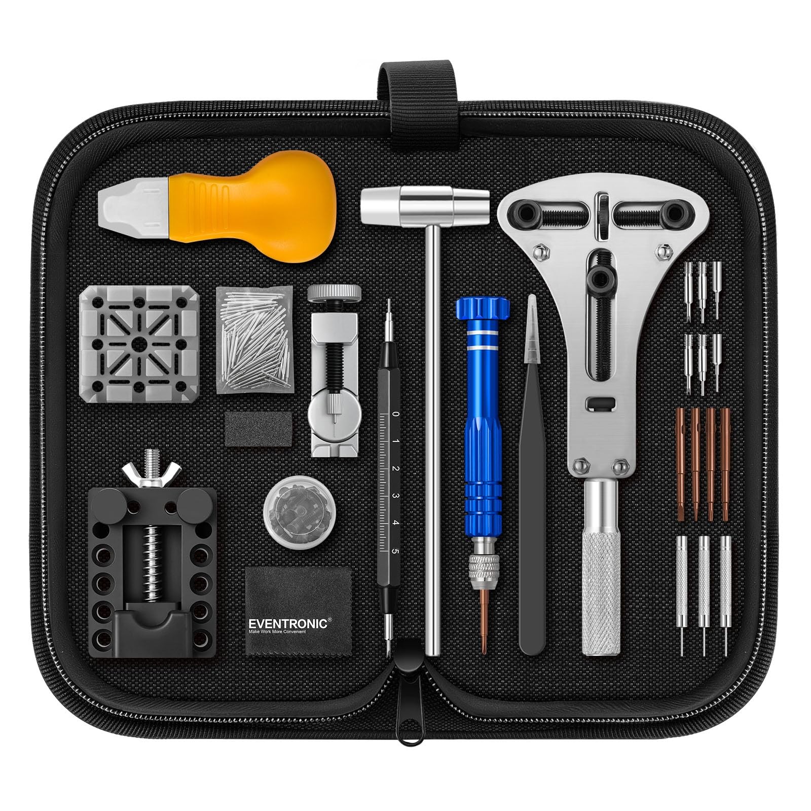【New Upgraded】Eventronic Watch Repair Kit 154PCS, Link Removal Black