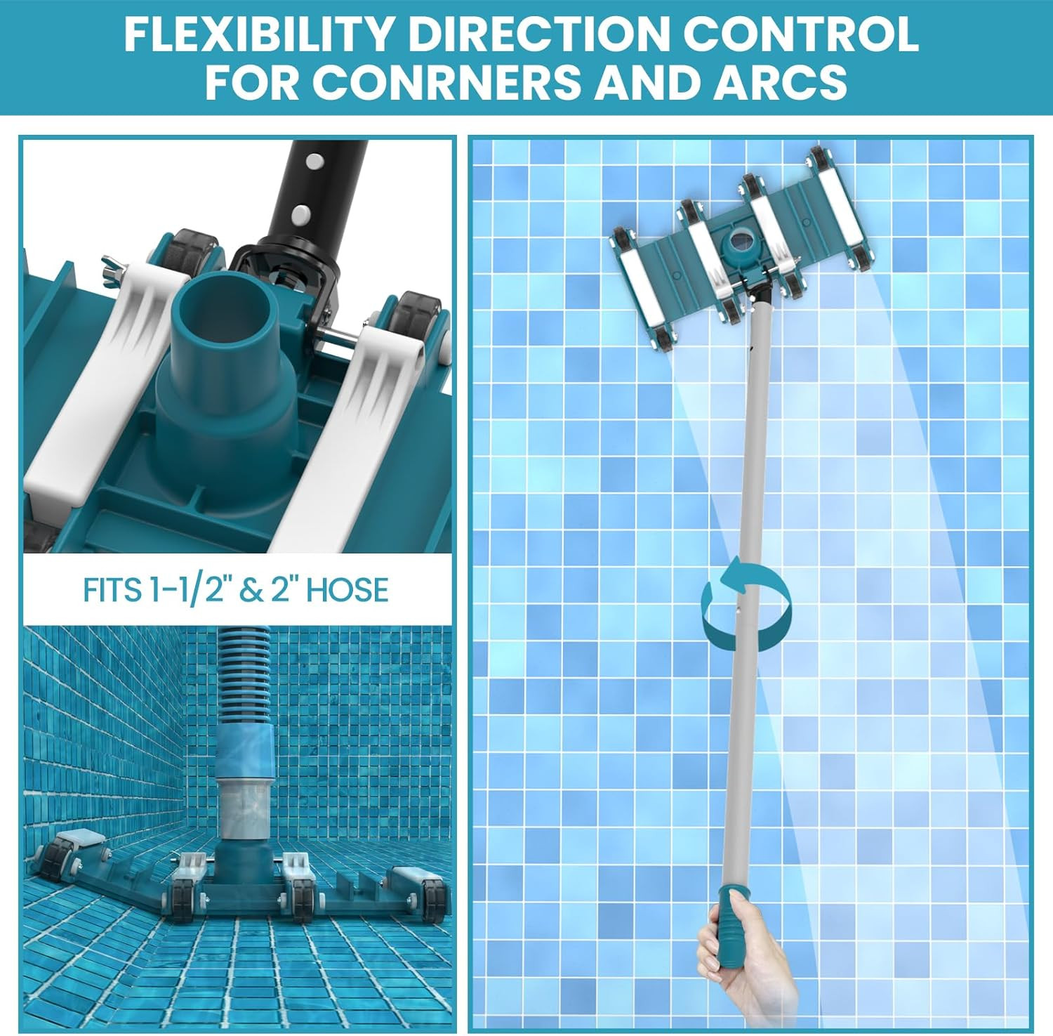 Ultimate Deluxe Pool Cleaning Kit: Net, Vacuum Head & 13ft Brush Pole