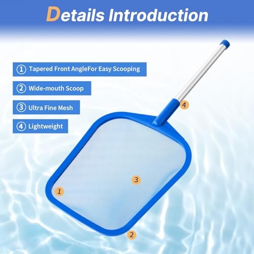 Tavaleu Pool Skimmer, Hot Tub Skimmer Spa Net with Pole, Pool Skimmer With Pole
