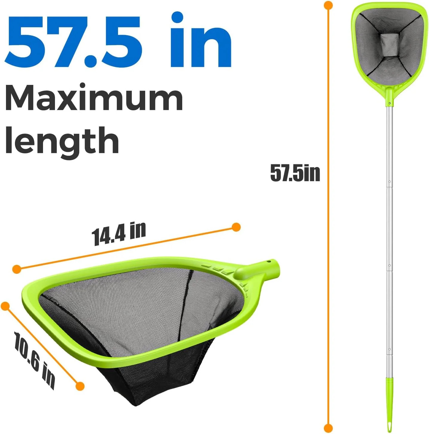 Mowend Swimming Pool Skimmer Net 57 inches, Leaf Rake Net with 4 Section Telesco