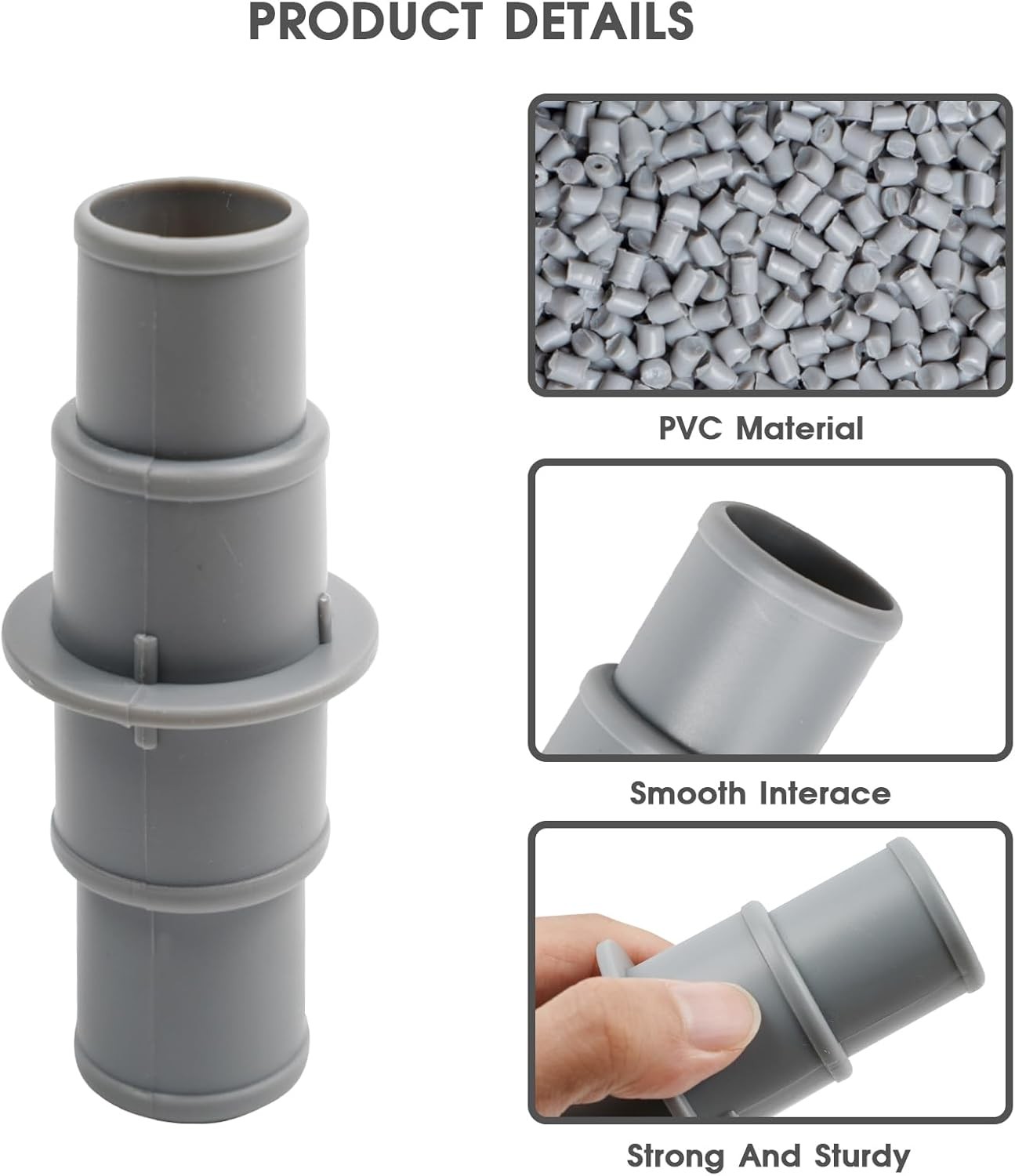 Pool Hose Adapter Connector Coupling 1-1/4&Prime; or 1-1/2&Prime; Plastic Pool Vacuum Hose A