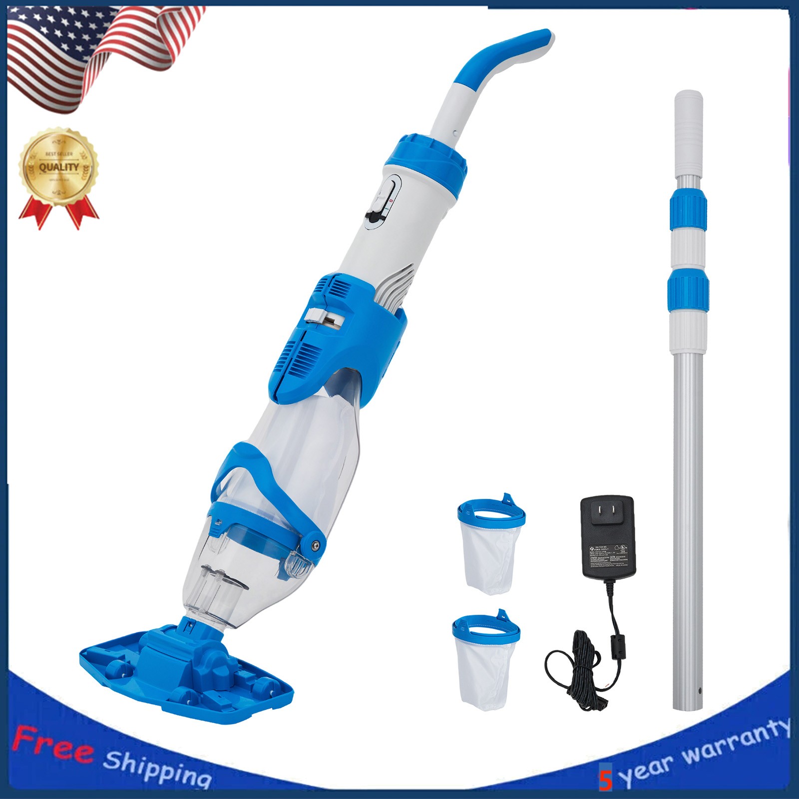 Wireless Handheld Pool Vacuum with Powerful Suction & 80min Long-lasting Charge