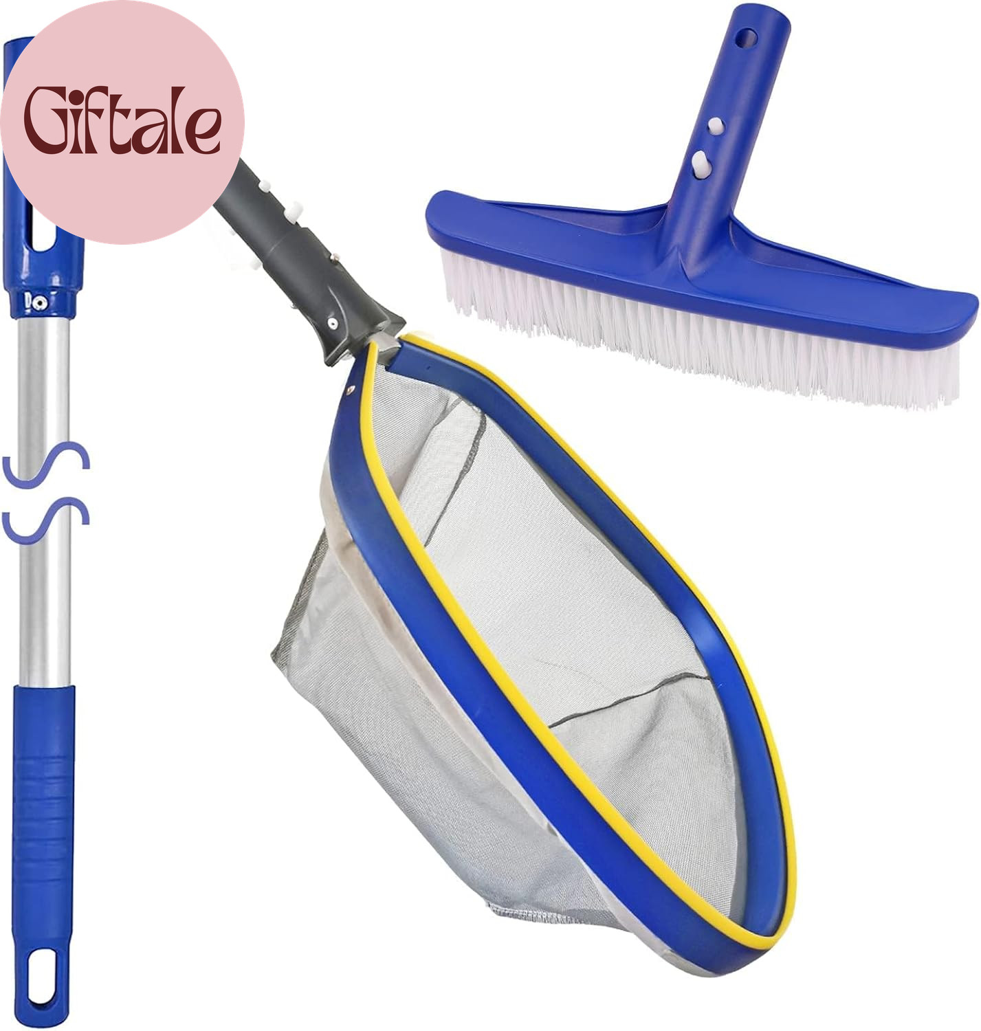 Swimming Pool Cleaning Kit, 14 » Brush Head & 50 » Telescopic Aluminum Pole with