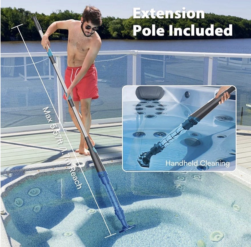 PoolMr Handheld Pool Vacuum for Above Ground Pool & Hot Tub Vacuum 2 Brush Heads