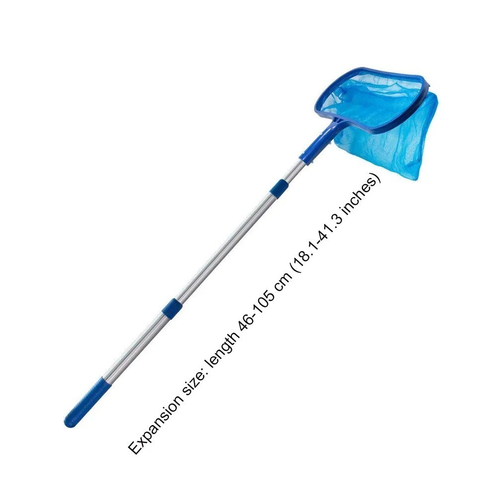 Pool Leaf Skimmer Net Deep or Flat Mesh Cleaning Rake w/ Telescopic Pole