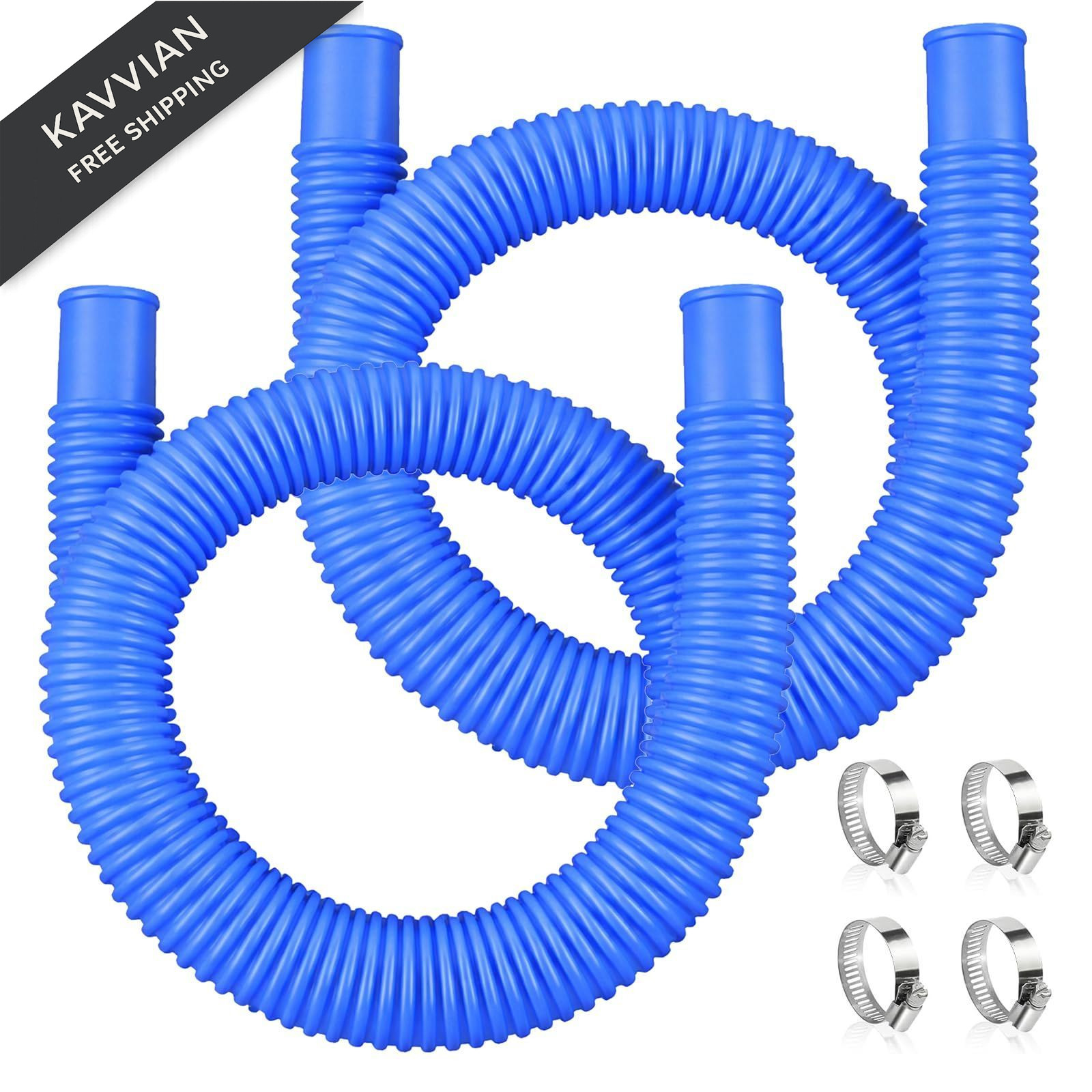 1-1/4&Prime; Diameter Pool Pump Hose for Above 1.25 inches x 41 inches, 2 pack blue